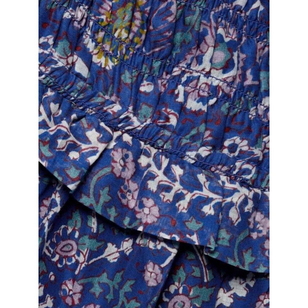 NWT Sea Rosita in Blue Cotton Smocked Puff-Sleeve Tiered Midi Dress XS $395 - Picture 8 of 10
